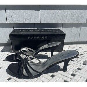 Vintage Rampage Formal Sparkly Strappy Kitten Heels Open Toe Womens Size 9 M